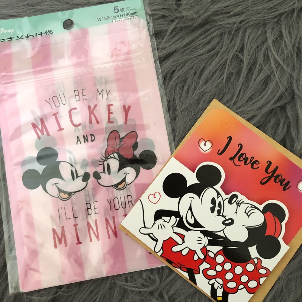 Mickey and Minnie Mouse zipper bags and mini card